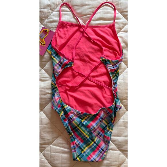 NWT Sporti x Alex Walsh Madras Mania Double Cross One Piece Swimsuit Size 36 - Picture 4 of 6